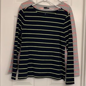 Lot of 2 Gap striped long sleeve shirts.